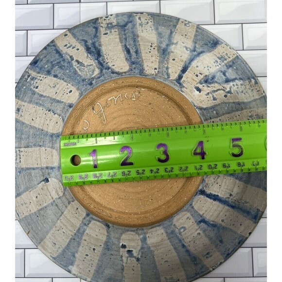 Hand Thrown Pottery Bowl Matte Signed Blue Made In North Carolina Farmhouse - Picture 12 of 12